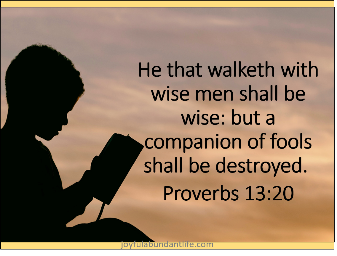 He that walks with wise men shall be wise, but a companion of fools shall be destroyed